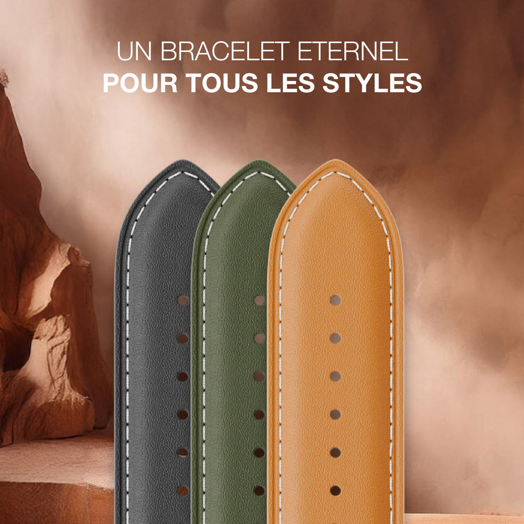 Roadster - Bracelet Apple Watch cuir perforé Vert forêt 46 / 49 mm