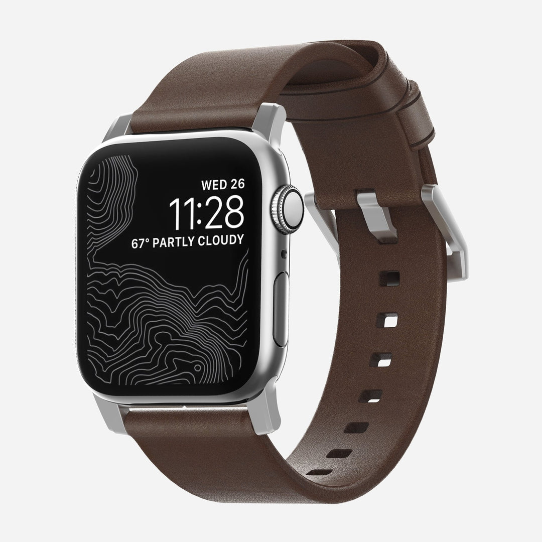 Nomad - Modern - Bracelet cuir Apple Watch - Acier Inoxydable Argent