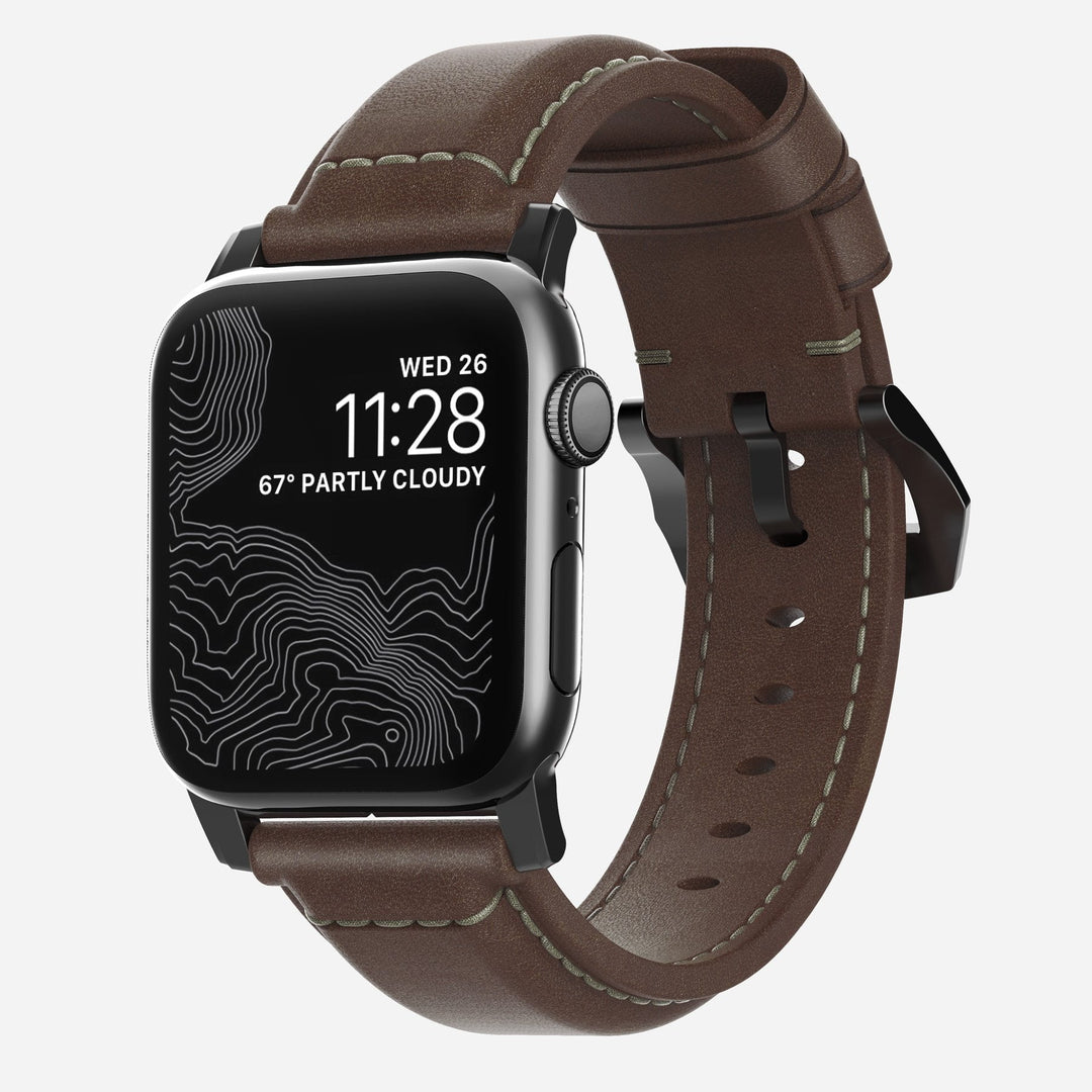 Nomad - Traditionnel - Bracelet cuir Apple Watch - Acier inoxydable noir sidéral 46 / 49 mm