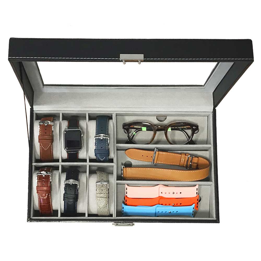 Coffret vitrine 6 montres et 3 rangements