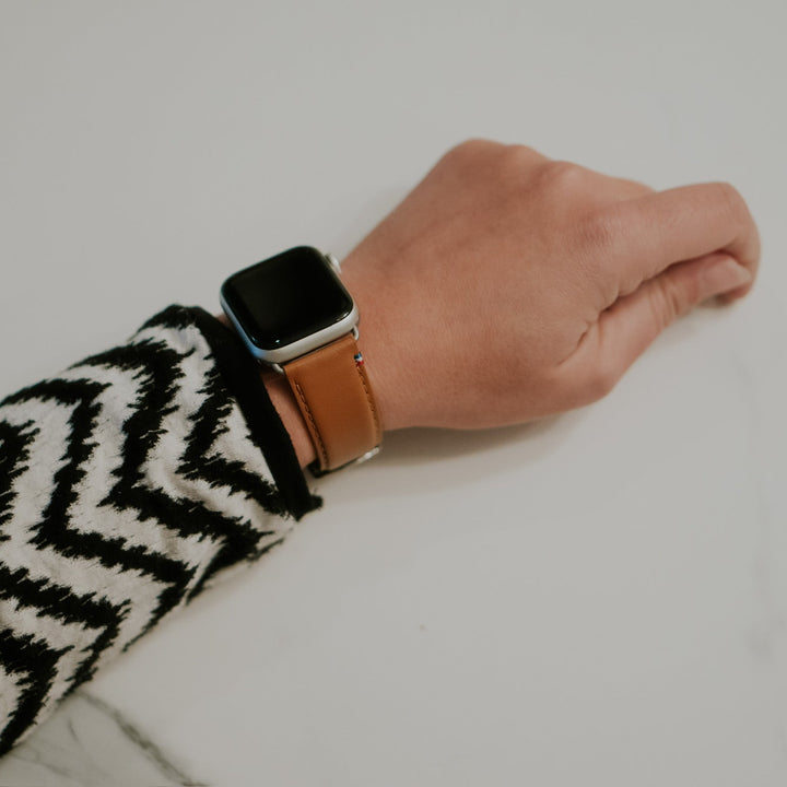 Aquarelle - Bracelet Apple Watch cuir petite taille Gold 46 / 49 mm