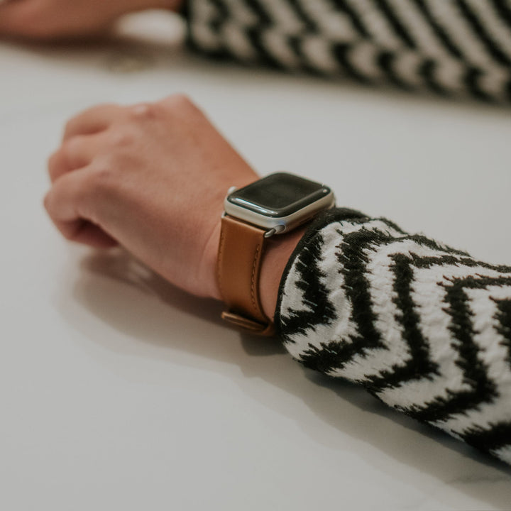 Aquarelle - Bracelet Apple Watch cuir petite taille Gold 46 / 49 mm