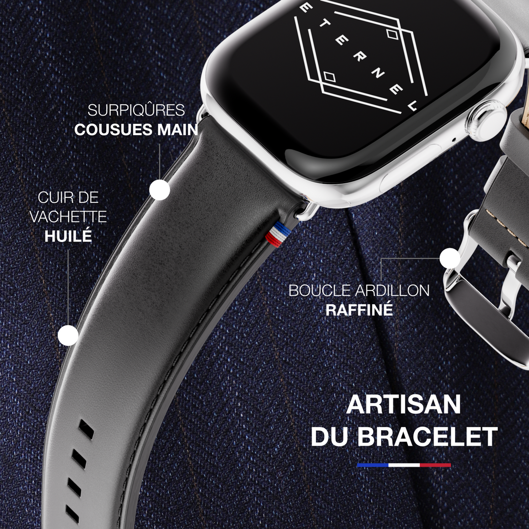 Richelieu - Bracelet Apple Watch noir 46 / 49 mm