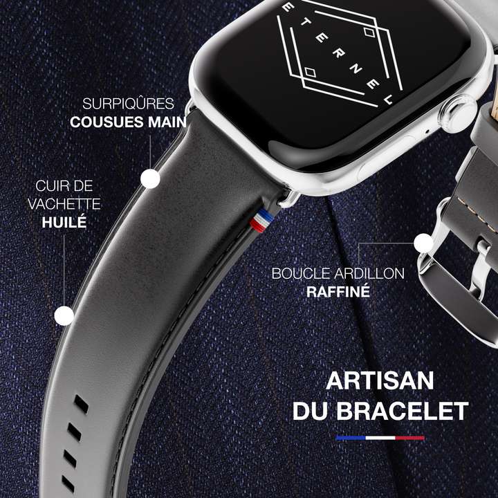 Richelieu - Bracelet Apple Watch noir 46 / 49 mm