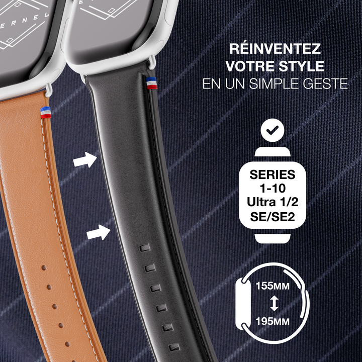 Richelieu - Bracelet Apple Watch noir 46 / 49 mm