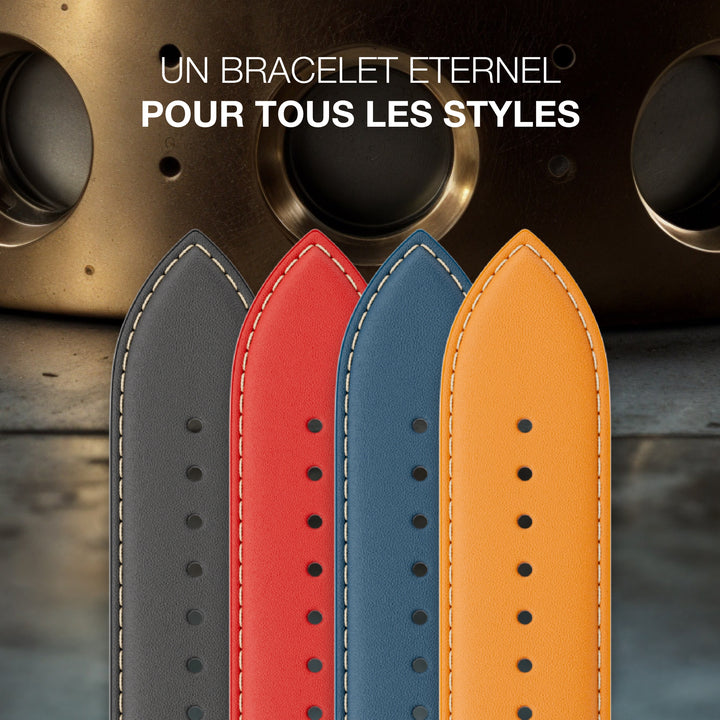 Rallye - Bracelet Apple Watch cuir vachette boucle déployante Miel 46 / 49 mm