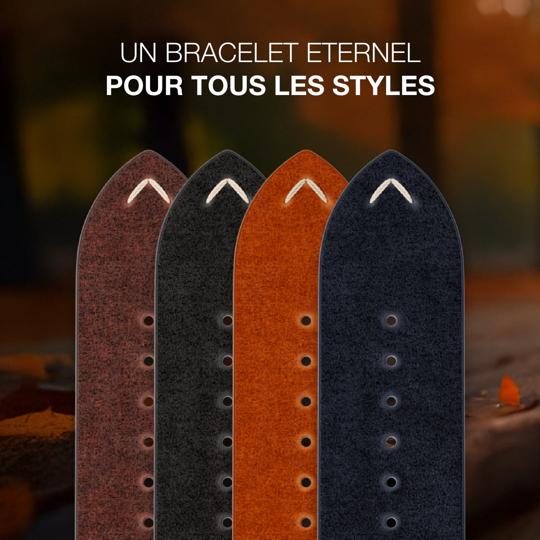 Vintage - Bracelet Apple Watch cuir pleine fleur Logan miel 42 mm