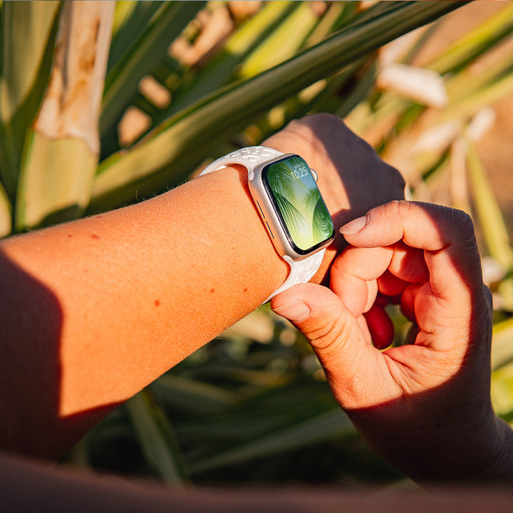Jungle Pop - Bracelet Apple Watch gravé - Blanc 42 mm