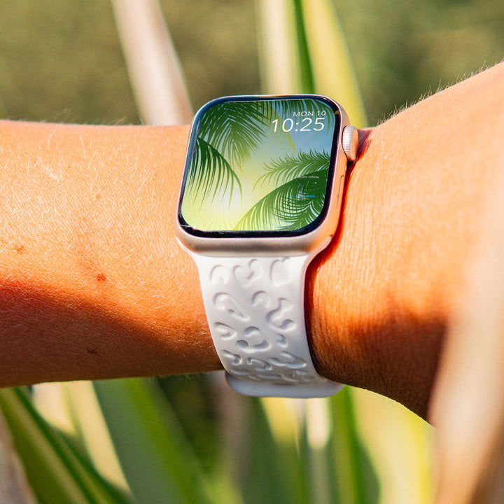 Jungle Pop - Bracelet Apple Watch gravé - Blanc 42 mm