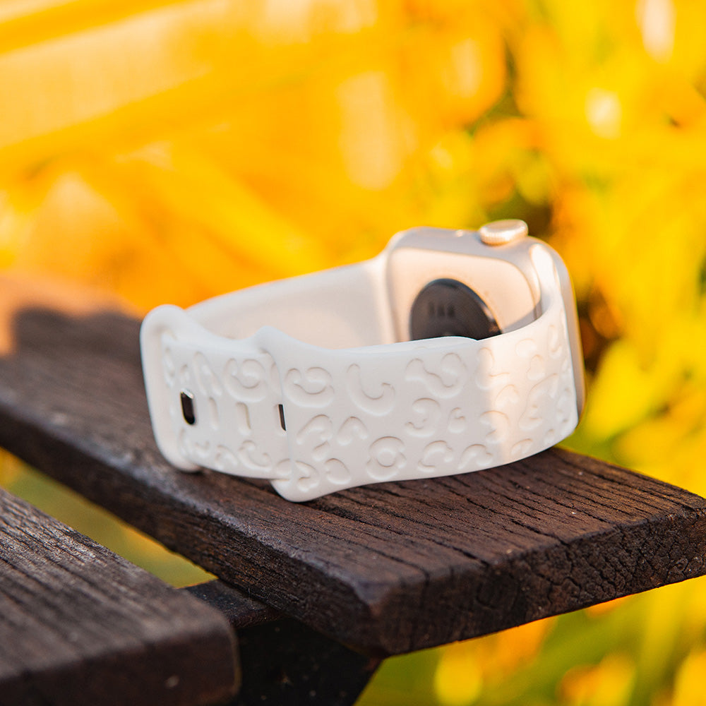 Jungle Pop - Bracelet Apple Watch gravé - Blanc 42 mm