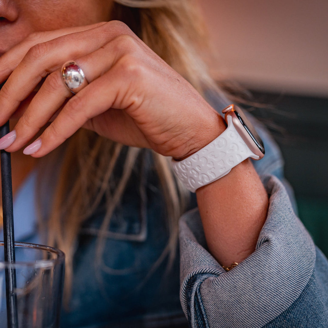 Jungle Pop - Bracelet Apple Watch gravé - Blanc 42 mm