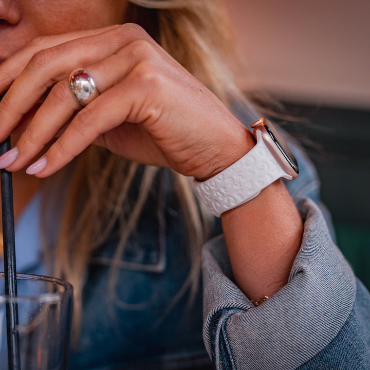 Jungle Pop - Bracelet Apple Watch gravé - Blanc 42 mm