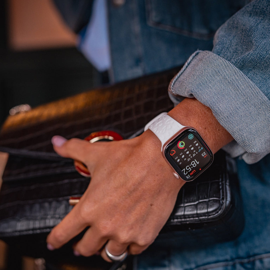 Jungle Pop - Bracelet Apple Watch gravé - Blanc 42 mm