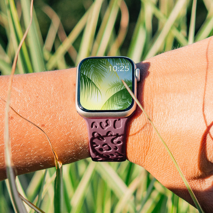 Jungle Pop - Bracelet Apple Watch gravé - Prune 42 mm