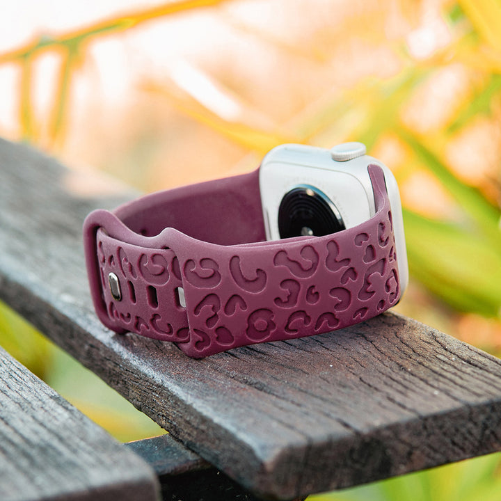 Jungle Pop - Bracelet Apple Watch gravé - Prune 42 mm