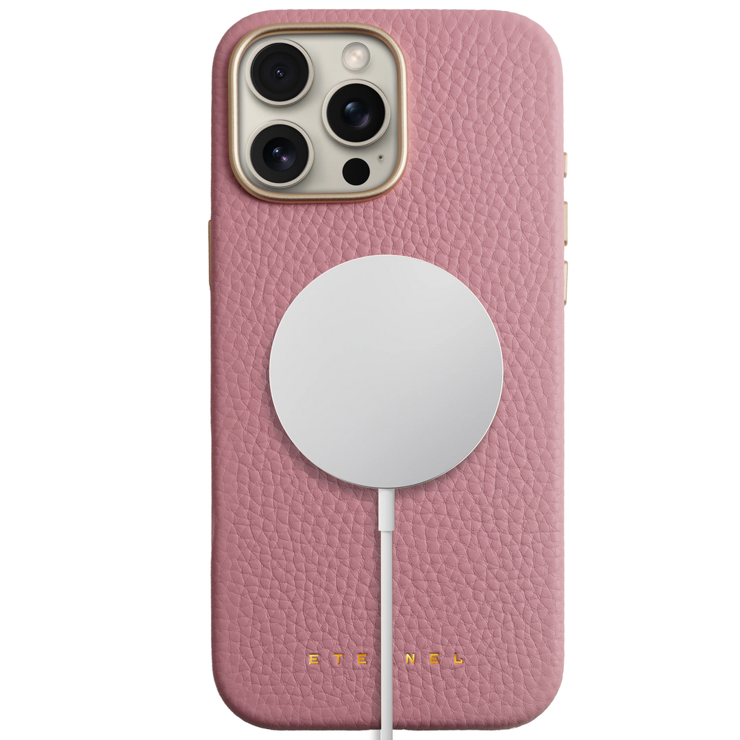 Coque Elise cuir grainé - iPhone 15 Pro - Rose