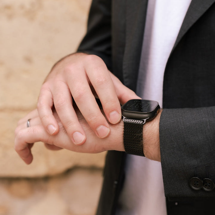 Bracelet à chainons magnétiques pour Apple Watch - Noir 46 / 49 mm