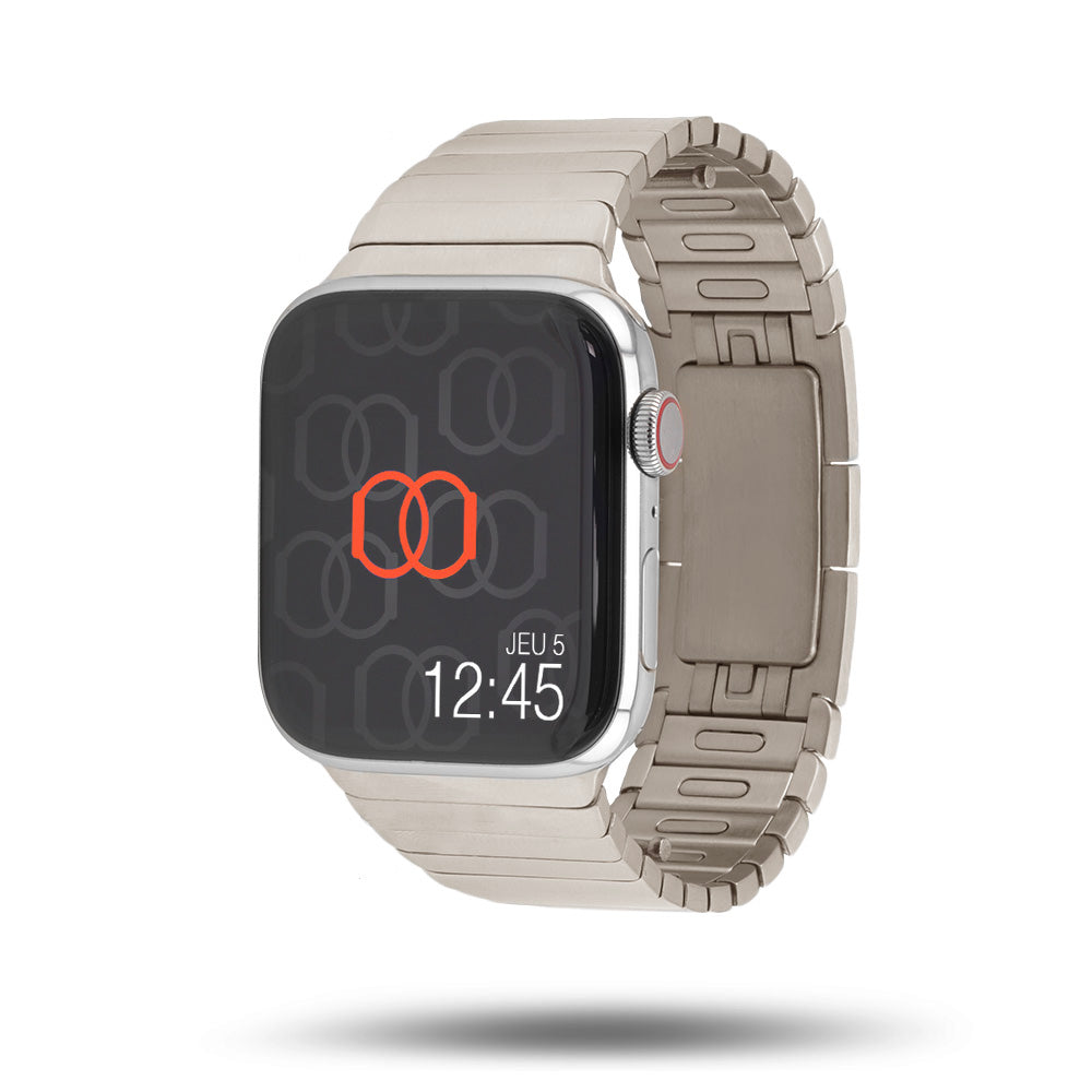 Bracelet acier à maillons détachables sans outil - Apple Watch - Naturel 46 / 49 mm