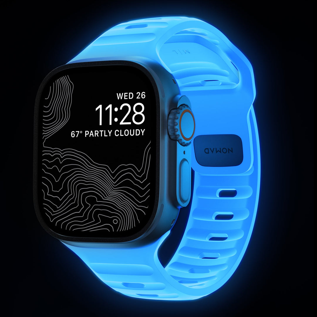 Nomad - Sport Band Waterproof - Bracelet silicone Apple Watch - Icy Blue Glow 46 / 49 mm