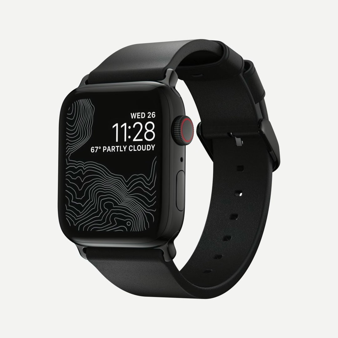 Nomad - Modern Slim - Bracelet cuir Apple Watch - Noir 42 mm Adaptateurs Apple Watch Aluminium Gris Sidéral