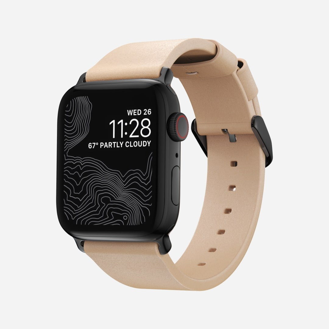 Nomad - Modern Slim - Bracelet cuir Apple Watch - Naturel 42 mm Adaptateurs Apple Watch Aluminium Gris Sidéral