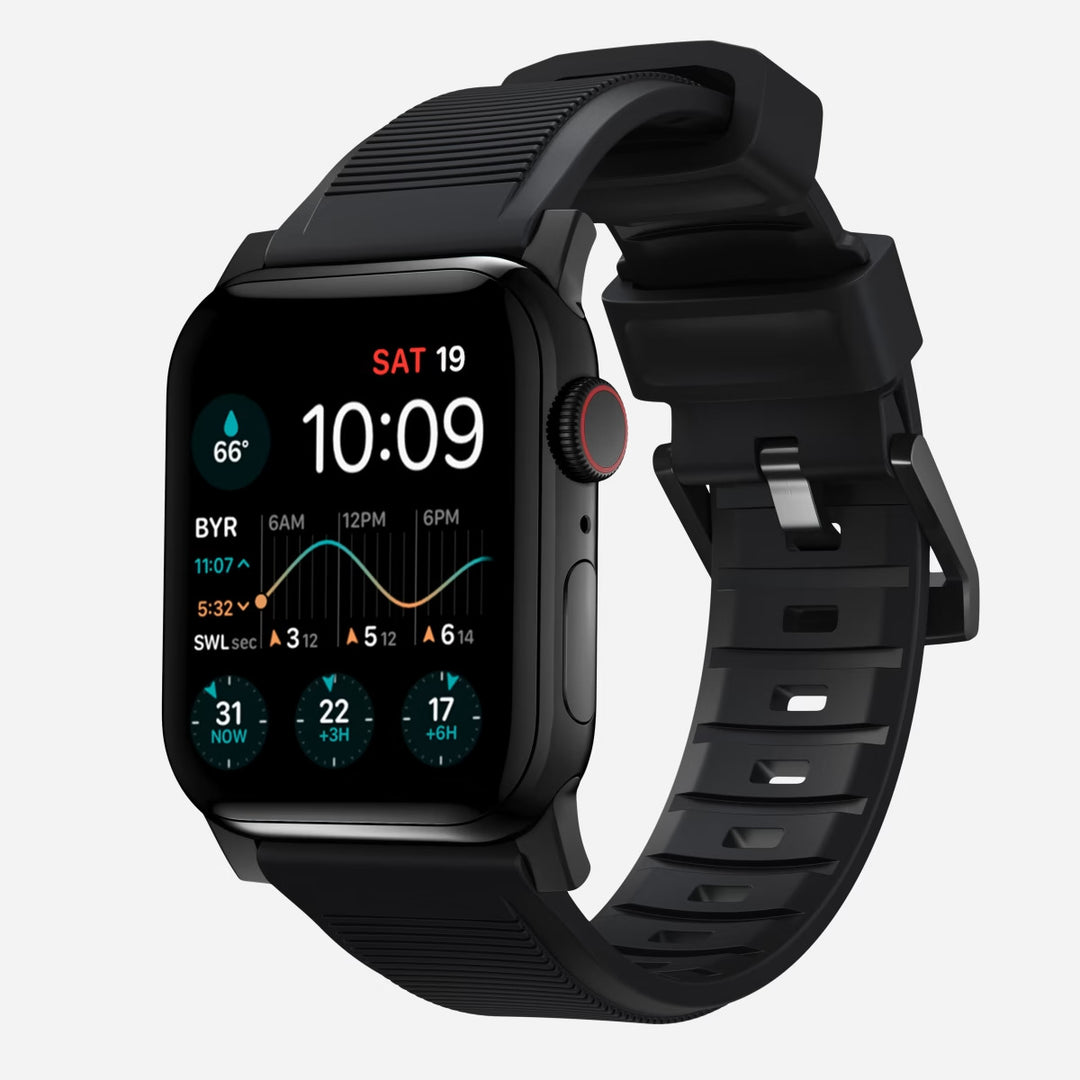 Nomad - Rugged Strap - Bracelet en silicone Apple Watch - Noir 46 / 49 mm Adaptateurs Apple Watch Acier inoxydable noir sidéral
