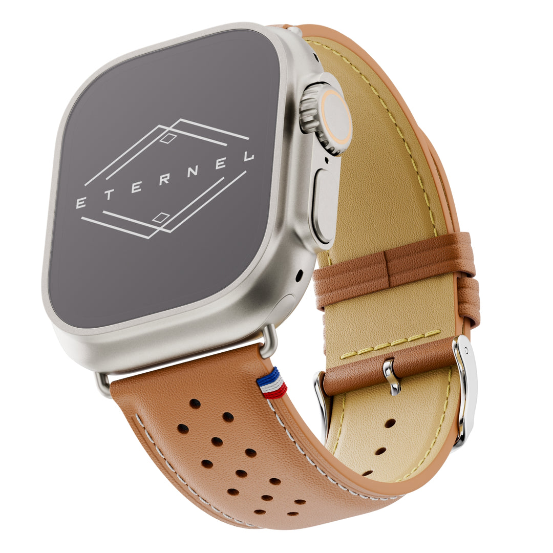 Roadster - Bracelet Apple Watch cuir perforé Gold 46 / 49 mm