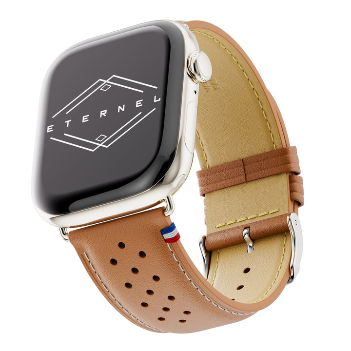 Roadster - Bracelet Apple Watch cuir perforé Gold 46 / 49 mm