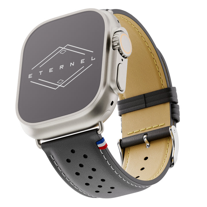 Roadster - Bracelet Apple Watch cuir perforé Noir 46 / 49 mm