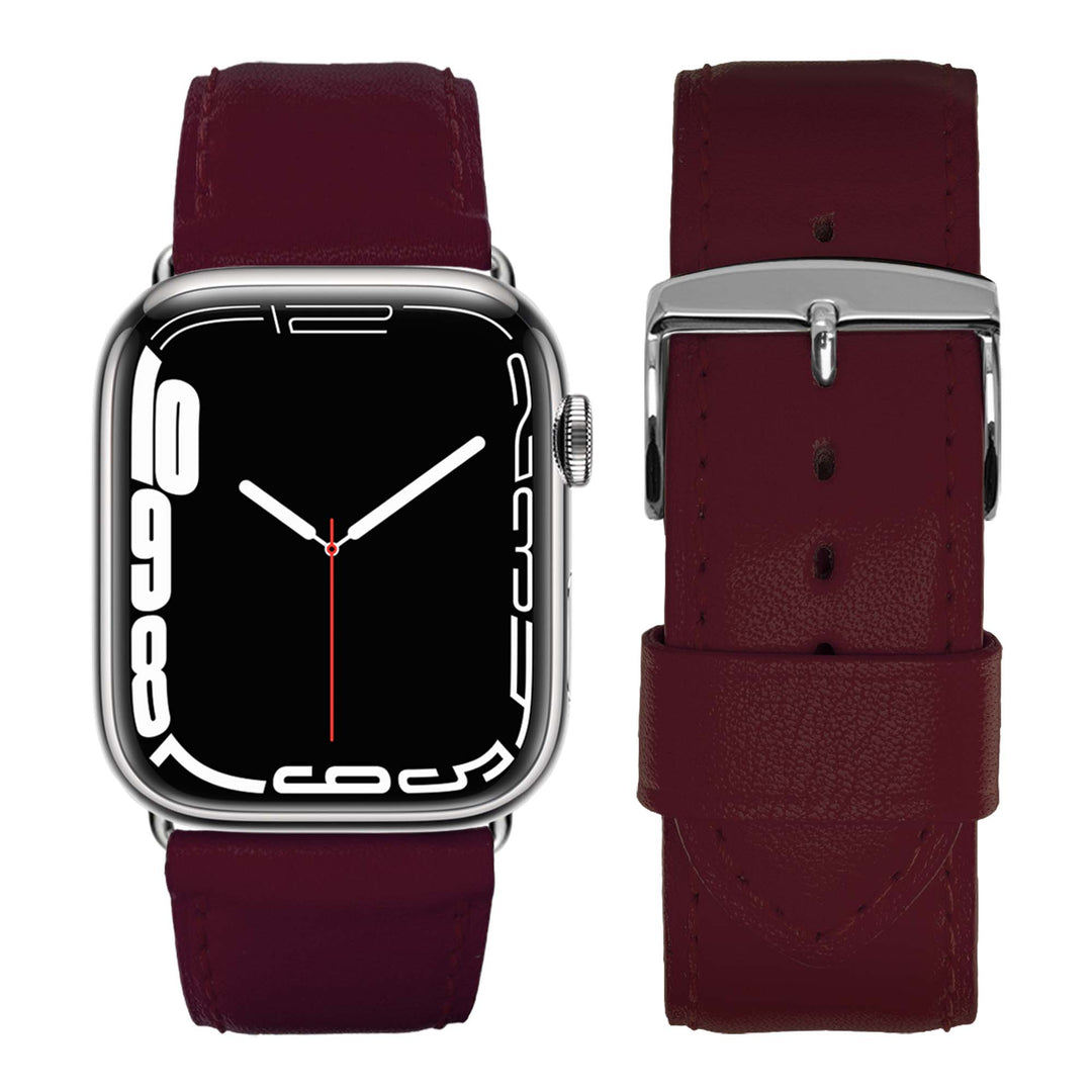 Holi Apple Watch - Bracelet cuir de vachette Bordeaux 42 mm