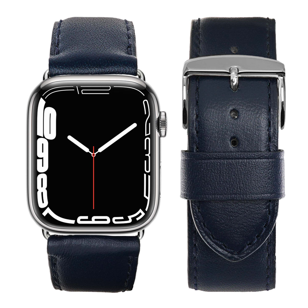 Holi Apple Watch - Bracelet cuir de vachette Marine 42 mm