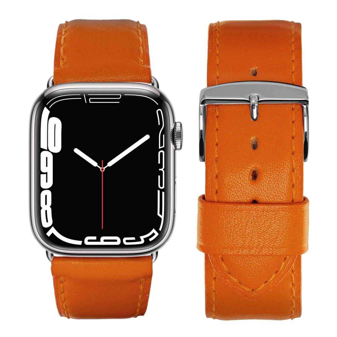 Holi Apple Watch - Bracelet cuir de vachette Orange 42 mm