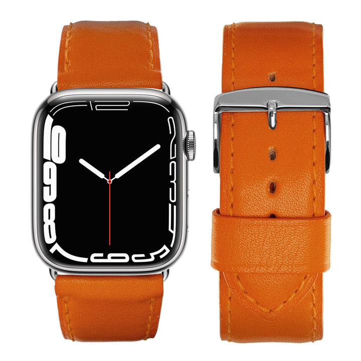 Holi Apple Watch - Bracelet cuir de vachette Orange 46 / 49 mm