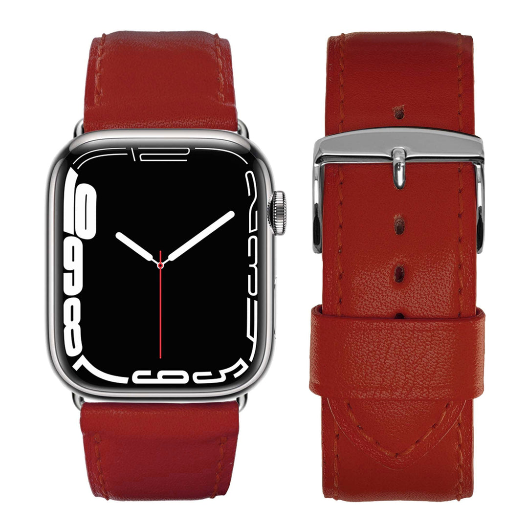 Holi Apple Watch - Bracelet cuir de vachette Rouge 42 mm