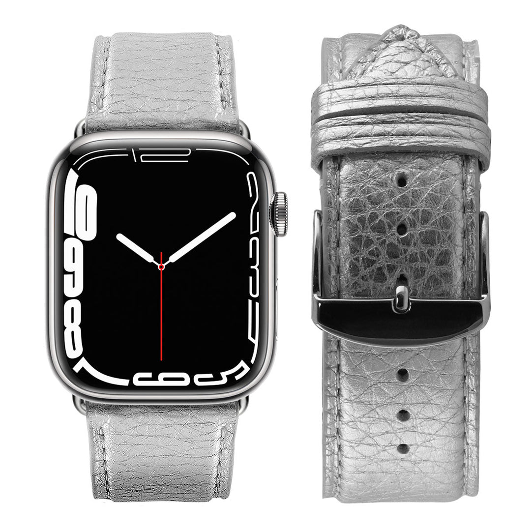 Maryline 2023 - Bracelet Apple Watch cuir de vachette satiné Diamant 46 / 49 mm