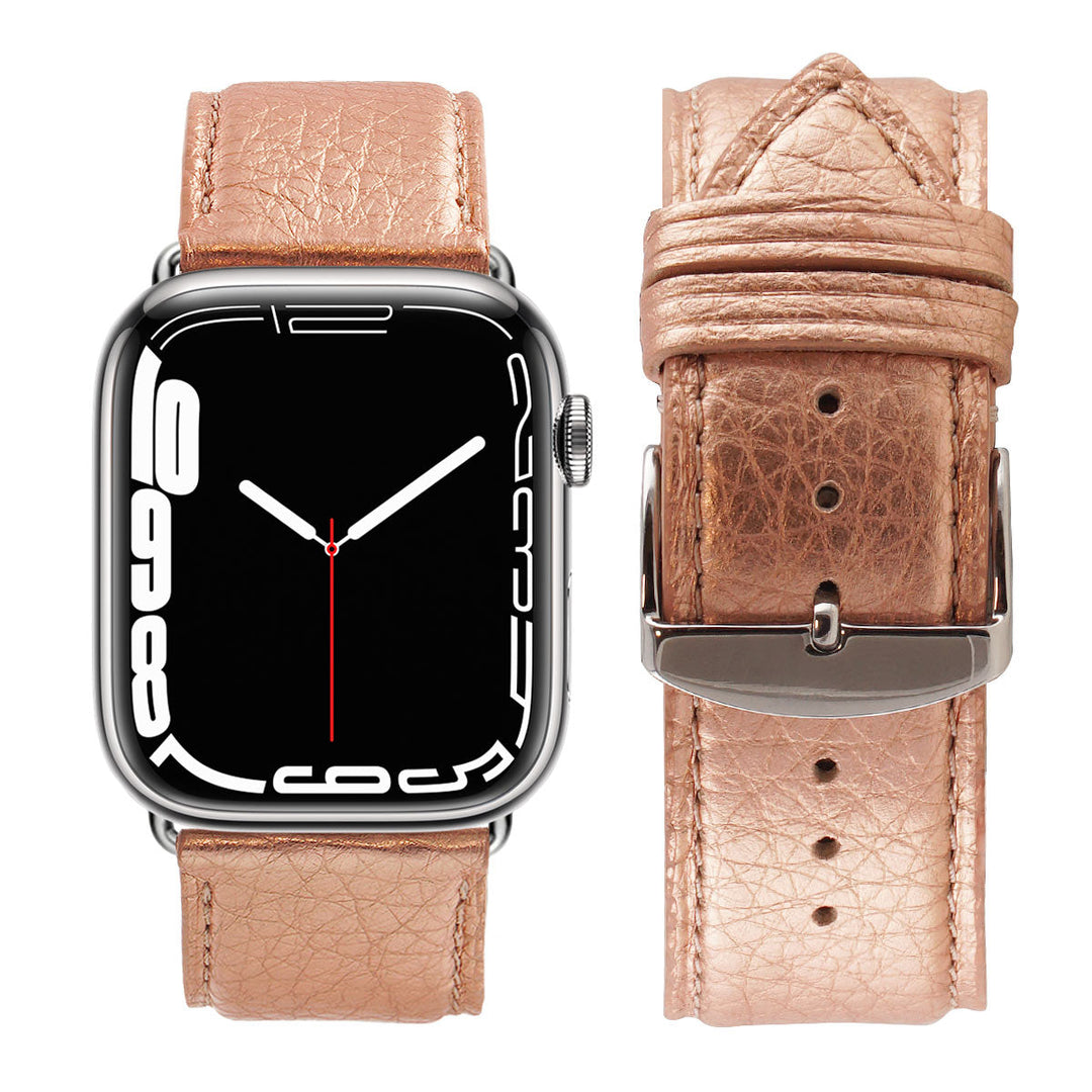 Maryline 2023 - Bracelet Apple Watch cuir de vachette satiné Rosé Champagne 42 mm