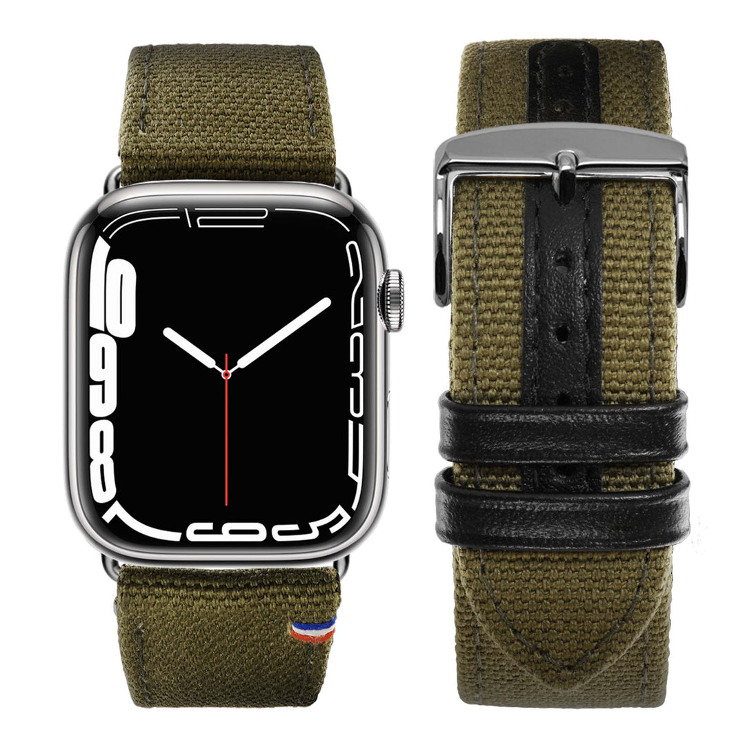 New Rover - Bracelet Apple Watch tissu renforcé Kaki 42 mm