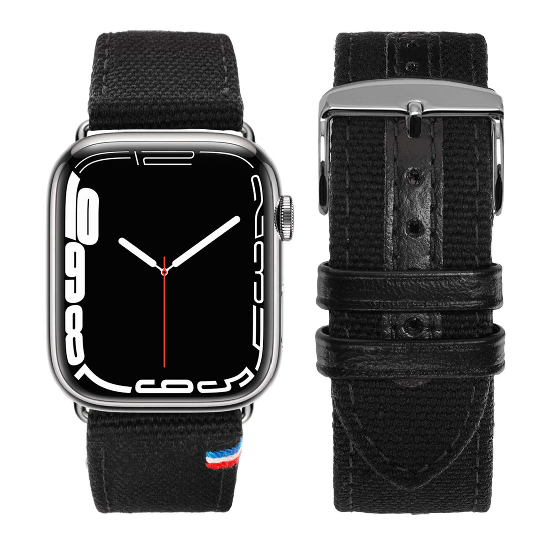 New Rover - Bracelet Apple Watch tissu renforcé Noir 46 / 49 mm