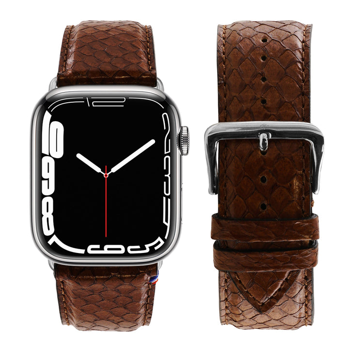 Odyssée - Cuir marin français upcyclé - Bracelet Apple Watch Ambre 42 mm