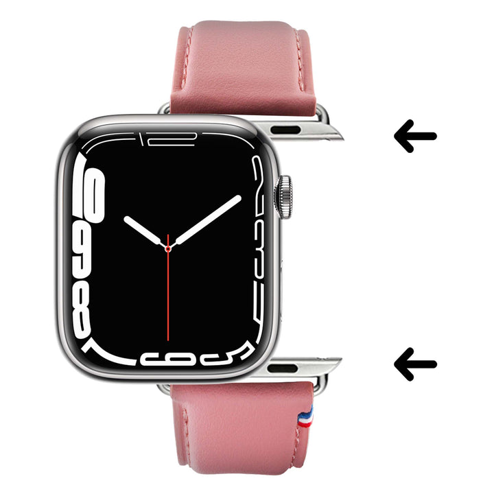 Aquarelle - Bracelet Apple Watch cuir petite taille Rose poudré 46 / 49 mm