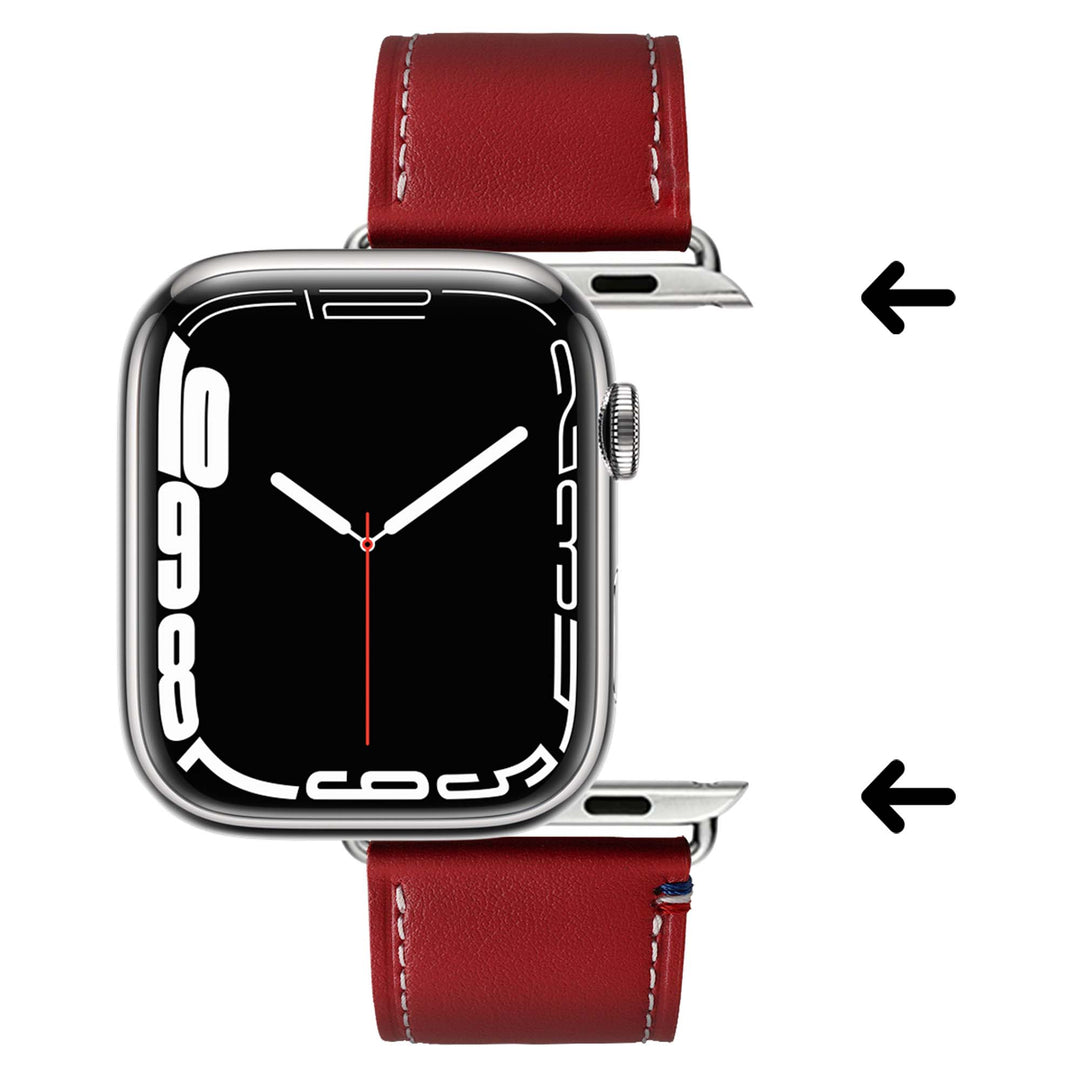 Double tour - Cuir de vachette Apple Watch Rouge 42 mm