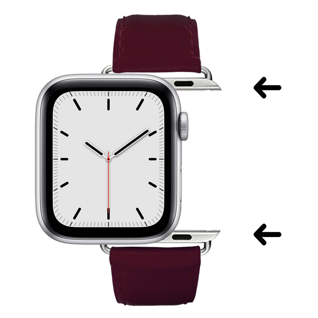 Holi Apple Watch - Bracelet cuir de vachette Bordeaux 42 mm