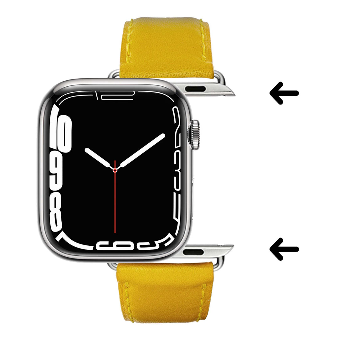 Holi Apple Watch - Bracelet cuir de vachette Jaune 42 mm