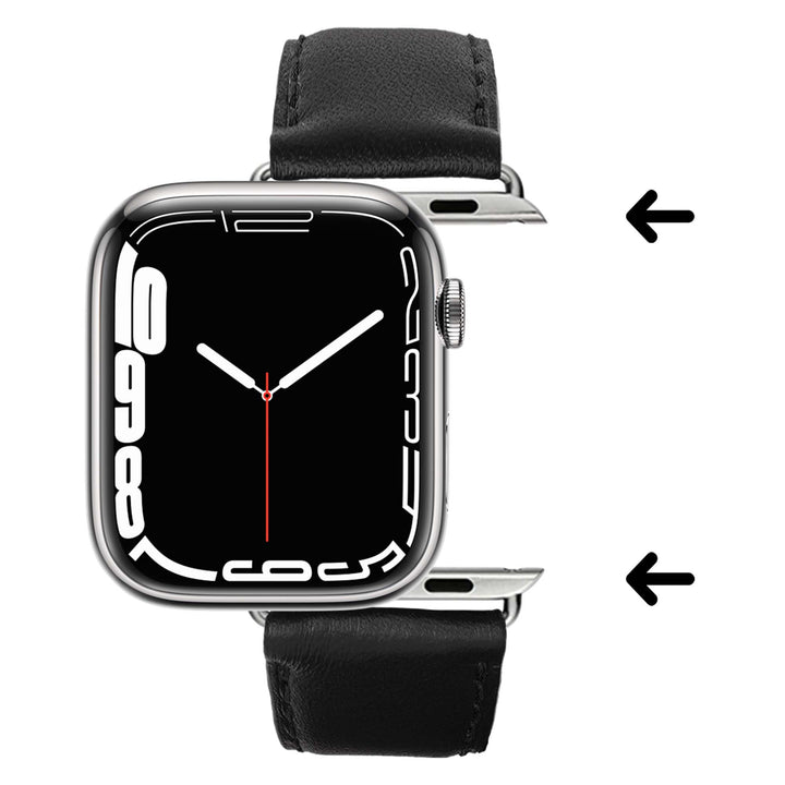 Holi Apple Watch - Bracelet cuir de vachette Noir 42 mm