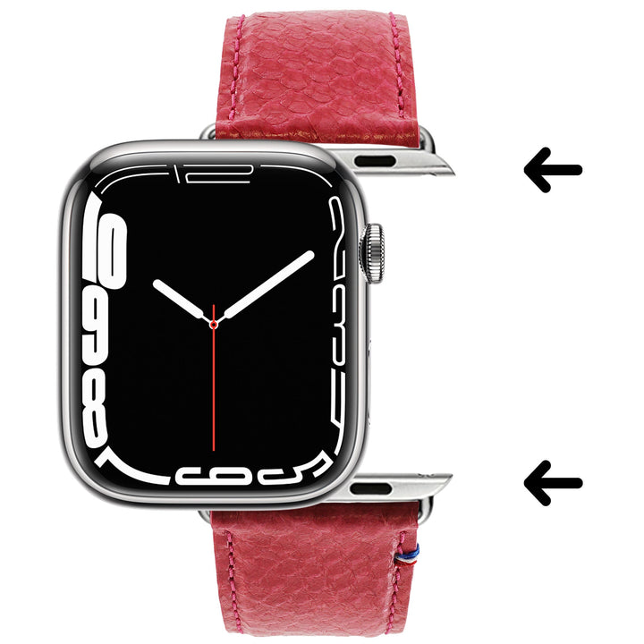 Horizon - Cuir marin français upcyclé - Bracelet Apple Watch Corail rouge 46 / 49 mm