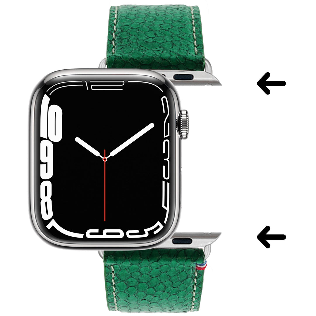 Horizon - Cuir marin français upcyclé - Bracelet Apple Watch Émeraude 46 / 49 mm