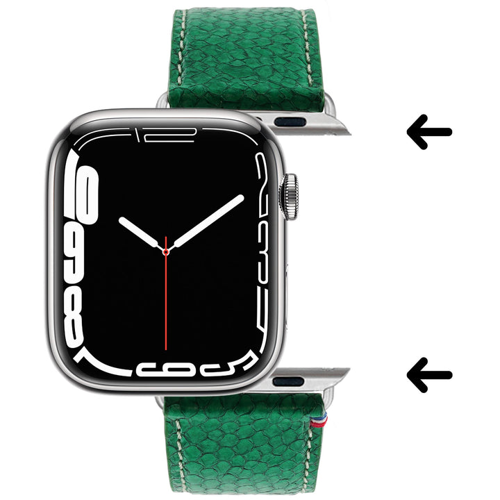 Horizon - Cuir marin français upcyclé - Bracelet Apple Watch Émeraude 42 mm