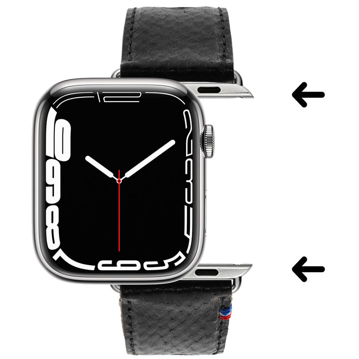 Horizon - Cuir marin français upcyclé - Bracelet Apple Watch Perle noire 42 mm