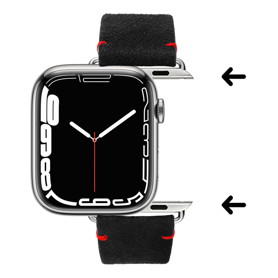 Maverick - Bracelet Apple Watch cuir de chèvre velours Noir 42 mm