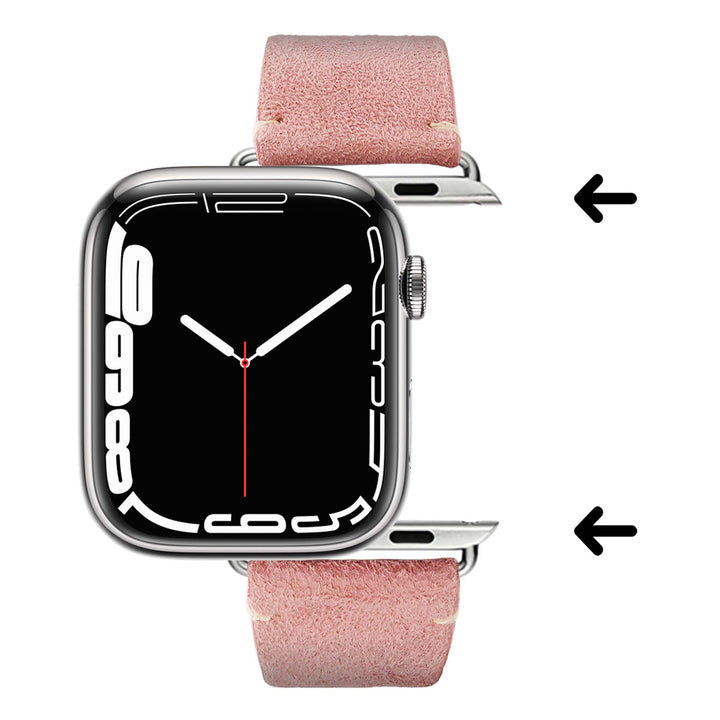 Maverick - Bracelet Apple Watch cuir de chèvre velours Rose 42 mm